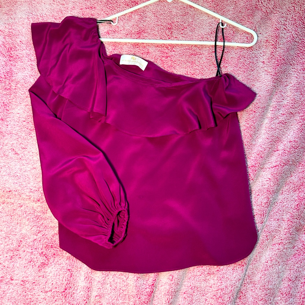 Amanda Uprichard Silk One Shoulder Blouse